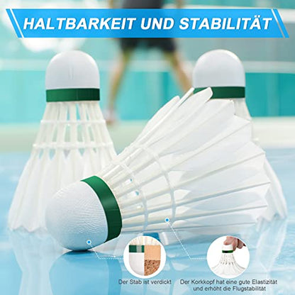 Philonext Badminton Goose Feathers, Sturdy and Durable, for Sports, Training, Badminton Shuttles, for Indoor and Outdoor Play, Shuttlecocks, Sports, Training, Badminton.