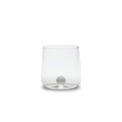 Saffron Bilia Tumbler Set 6 water glasses clear with ball in 6 different colors.