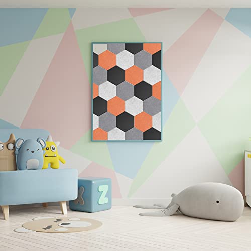 JBER Hexagon Acoustic Panels, soundproof foam panels, self-adhesive, 35.6 x 30.5 x 1cm, high-density sound-absorbing panels for acoustic treatment, home office, 12 pieces - silver gray