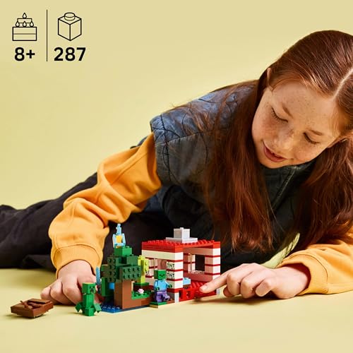 LEGO Minecraft The TNT Jungle House - Gamer toy for kids - Interactive playset with boat, Steve, Creeper, and Zombie minifigures - Gaming gift for girls & boys 8+ years old - 21275
