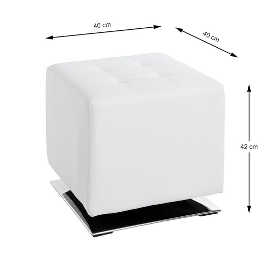 HAKU Furniture Stool Chrome, white, faux leather, metal - Dimensions: W 40 cm x H 42 cm x D 40 cm, Style: Modern