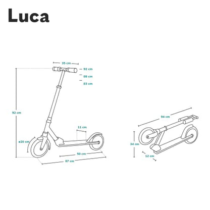 LIONELO Luca Plus Scooter Kids Scooter City Scooter Push Scooter Kick Scooter Kickscooter up to 100kg, Big Wheel 200mm, Foldable, Adjustable Height, ShockResist Suspension