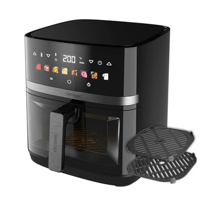 Cecotec hot air fryer without oil 8L grill plate - grill - dual heating elements - Air Fryer Cecofry & Grill Duoheat 8000. 2200W, dietary and digital, window, temperature control 80-200°C, 8 menus.