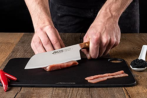 Arcos Nordika Series - Santoku Knife - Nitrum Stainless Steel - 190 mm Blade - Ovengkol Wood Handle 100% natural FSC - 100% recycled packaging - Brown Color