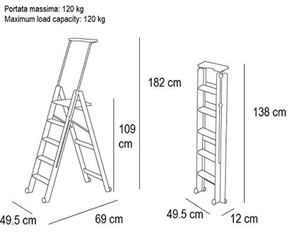 Arredamenti Italia Ladder 170/5 TUSCANIA; Wooden - 5 steps - collapsible - with safety system - Color: Cherry Wood AR-It the Heart of Wood