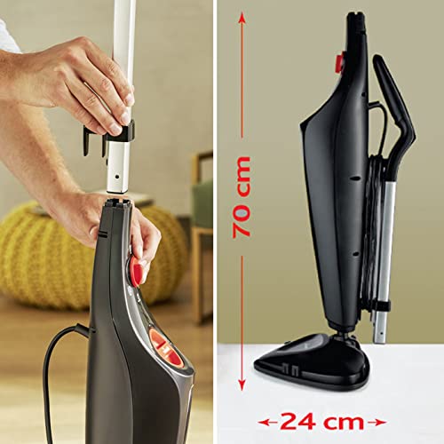 Vileda Steam Plus steam cleaner with 2 microfiber pads | Hygienic floor cleaner for all floors & carpets | Antibacterial without chemicals | Heating time: 15 seconds