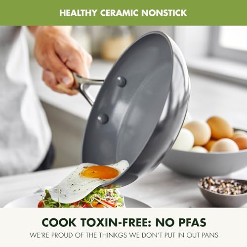 GreenPan Valencia Pro Hard-Anodized Healthy Ceramic Nonstick 11-Piece Cookware Set, Pots and Pans, PFAS-Free, Includes Skillets, Saute Pans, Induction, Dishwasher Safe, Oven Safe, Gray