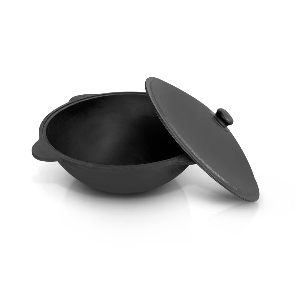 Utschak fire pit with cast iron pot flat bottom with lid 12 L Ø 40 cm Kazan Учаг Uchag казан Kasan Oven (Set 1)