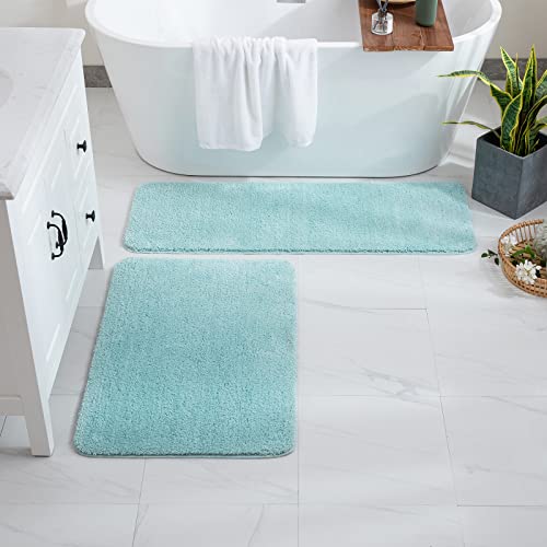 MIULEE Rug Bath Mat Bathroom Rug Non-Slip Washable Bath Mat Bedside Rug Absorbent Shower Mat Floor Mat for Living Room Bedroom Bathroom 70x120 cm Sky Blue