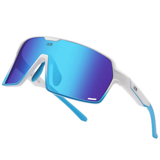 ULTR Sports Glasses Men SWIFT - Lightweight Cycling Glasses Women - Comfortable Sports Sunglasses with Anti-Slip Pads - Quick Glasses Road Bike Glasses, Running, Beach Volleyball & MTB Glasses (White (Blue Lens))