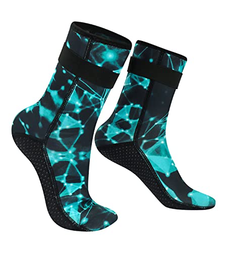 Summshall 3mm neoprene socks for men and women, keep warm neoprene socks with anti-slip sole. Durable neoprene socks ideal for water sports.