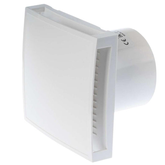 EUROPLAST Ø 125mm white bathroom fan with front cover, quiet operation, switch activation for light.