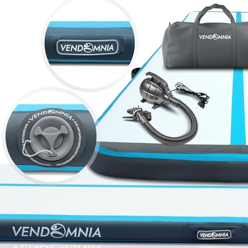 VENDOMNIA Airtrack Mat, 10/20cm high inflatable gymnastics mat available in lengths 1/2/3/4/5/6/7/8m, with electric pump & bag, tumbling mat, training mat, fitness mat, sports mat, yoga mat.