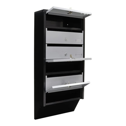 Rottner Depot 6 Letterbox System Silver Black Cylinder lock 2 keys per compartment Name tag holder included Mounting material