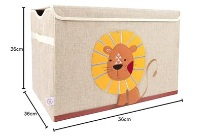 Bieco Storage Box Kids Lion | Toy Box with Lid | Lego Storage Box Kids | Storage Box with Lid Lego Duplo Storage Box Baby Children's Toys Fabric Storage Space Toy Box