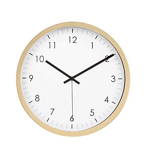 Amazon Basics - Wall Clock, Traditional Design, 30.5 cm, Brass Color