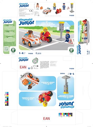 PLAYMOBIL JUNIOR | Everyday Heroes | sustainable toys for kids ages 1+ | includes doctor, firefighter, and police officer | 71692