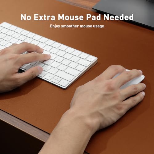 Aothia desk pad, mouse pad, office desk mat, non-slip PU leather desk mat, waterproof writing pad for office and home (Brown, 23.6" x 13.7")