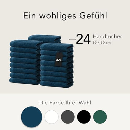 24 pieces of washcloths 30x30 cm | Small towel set | Terry Soft & Fluffy | 100% cotton | Mini washcloths | 500 g/m² | Oeko-Tex | Ôhm | Blue