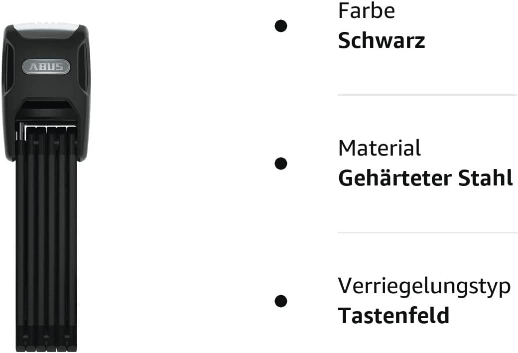 ABUS folding lock Bordo Alarm 6000KA SH with holder - bicycle lock made of hardened steel - with 100 dB alarm and XPlus cylinder - ABUS security level 10 - 90 cm long - black