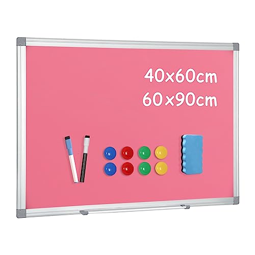 DOLLAR BOSS Magnetic Whiteboard, 40 x 60 cm, dry wipe, wall-mounted whiteboard with pen tray, aluminum frame, dry wipe surface for kids, drawing, home, and office.