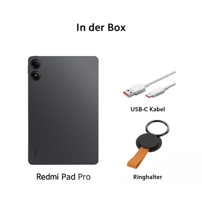 Redmi Pad Pro 12.1-inch with Hyper OS, 2.4GHz, 1000mAh battery, 33W fast charging, 8GB RAM, and 256GB storage.
