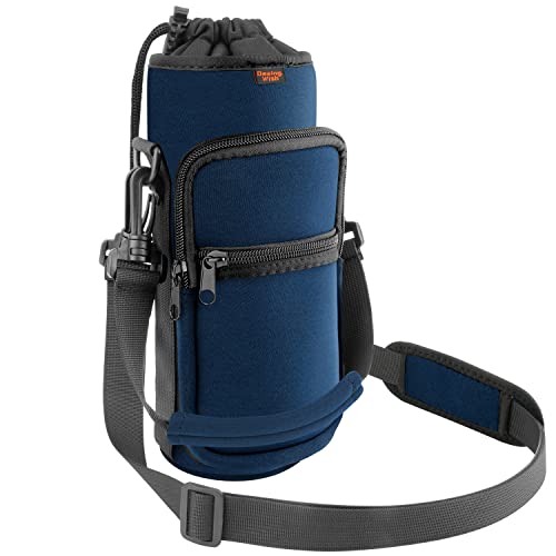 DesignWish Bike Bottle Holder No Screws Drink Holder Bike Bottle Cage Drink Holder Bike Water Bottle Holder with Mesh Pocket and Shoulder Strap Accessory