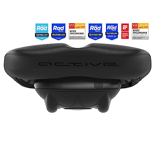 SQlab Unisex - Adult 602 Ergolux Active 2.0 Bicycle Saddle, Black, 14 cm