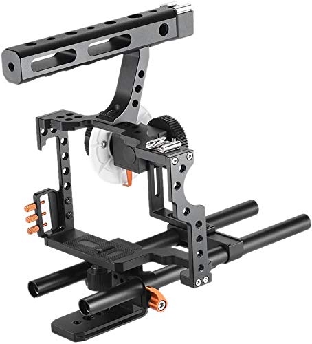 Andoer C500 Camera Rig Aluminum Alloy Kit with Camera Cage, Matte Box, Follow Focus, Hand Grip, 15mm Rod for Panasonic GH4. Camera recorder video cage rig installation set for film.