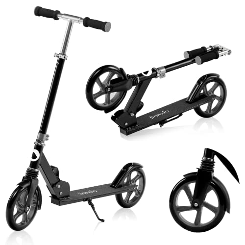 LIONELO Luca Plus Scooter Kids Scooter City Scooter Push Scooter Kick Scooter Kickscooter up to 100kg, Big Wheel 200mm, Foldable, Adjustable Height, ShockResist Suspension