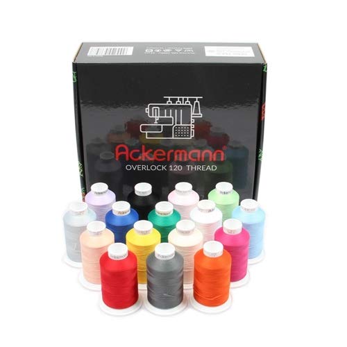 ACKERMANN Overlock Bulk Thread 16x 1,000m Box, 120 Weight, 100% Polyester