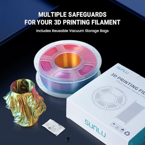 SUNLU Silk PLA Plus 3D printer filament, two-color glossy PLA+ filament 1.75mm, silk textures, 360° rotation reveals diverse colors, dimensional accuracy +/-0.02mm, 1kg spool (2.2lbs), Black White.
