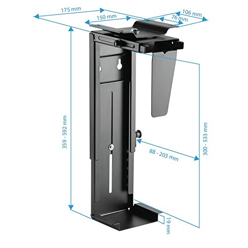 HumanCentric Adjustable PC Mount and CPU Holder, PC mount under desk, computer mount, fits most PC or computer cases, tower mount, PC under desk mount