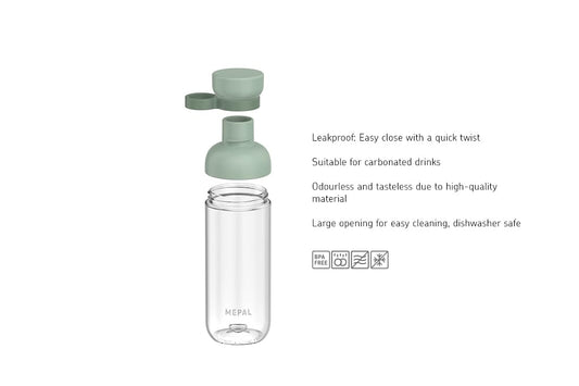 Mepal Personalized Water Bottle with Name - Bottle for Kids and Adults - School & Work - Shockproof, Leakproof - BPA-Free & Dishwasher Safe - 500 ml - Nordic Blue