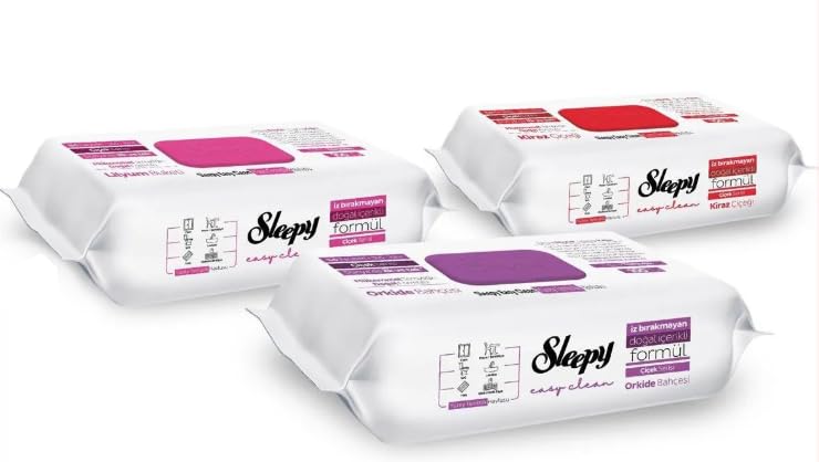 300x Sleepy Cleaning Wipes - Extra strong against stains - Cherry Blossom, Lily Bouquet, and Orchid Garden surface cleaning set - Perfect for floors, kitchen, bathroom.
