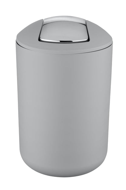 WENKO Cosmetic Bin Mod. Brasil L, 6.5 liters, bathroom trash can with swing lid, made of shatterproof plastic, BPA-free, Gray