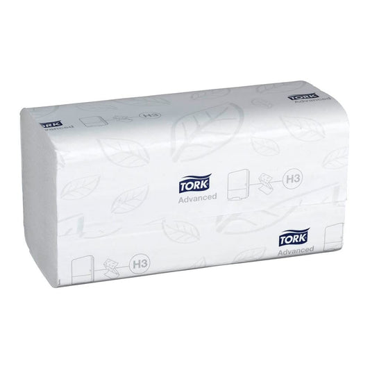 Tork Zigzag Paper Towels Advanced 290163 - H3 Interfolded Hand Towels for Paper Towel Dispensers - absorbent and durable, 2-ply, white, large - 15 x 250 sheets