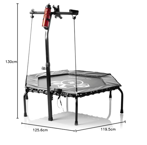FitEngine Fitness Trampoline Smart + Heart Rate Monitor Set | Trampoline with 5-level adjustable handle | Pulse measurement during endurance & cardio training with Bluetooth function
