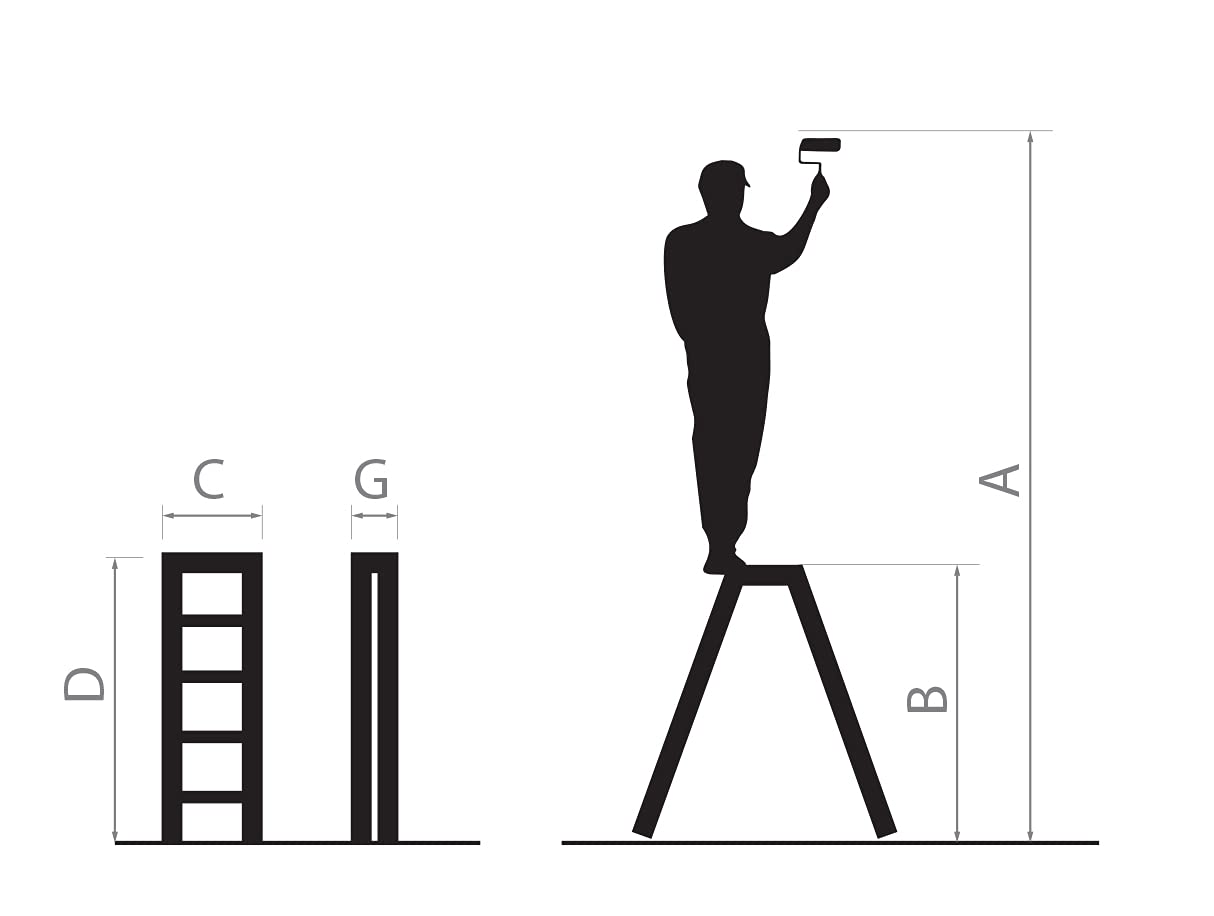 Step ladder with 4 steps - double-sided professional aluminum ladder, up to 125 kg load capacity, folding step stool for household, FORTENA (2x4 steps)