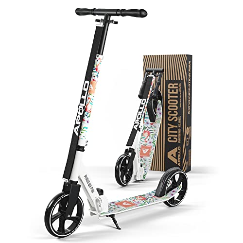 Apollo Phantom Pro City Scooter - XXL wheels, foldable, height-adjustable, kick scooter for adults, kids, and teens, compact city roller.