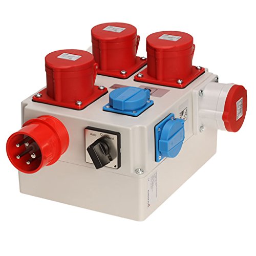 Automatic switch-on 3Ph-400V/230V with selector switch hand-0-auto for extraction, collar plug 16A.