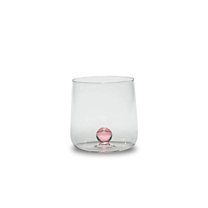 Saffron Bilia Tumbler Set 6 water glasses clear with ball in 6 different colors.
