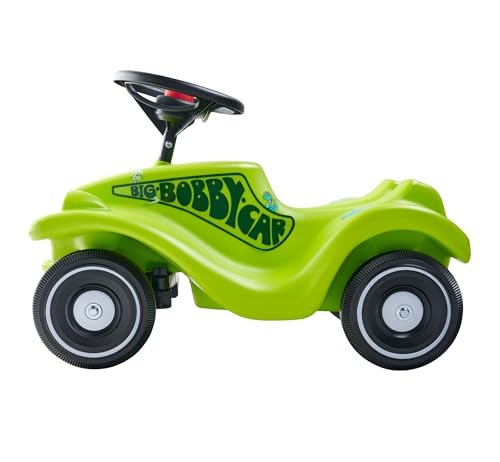 Big Bobby Car Classic Dino - Slide car for ages 1 and up in colorful dino design with black safety steering wheel and horn, for children from 12 months (up to 50 kg), green with stickers