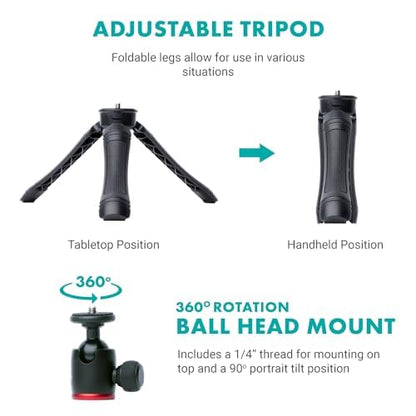 Movo uVlogger Android/USB-C/iPhone 15 compatible Vlogging Kit with full-size tripod - YouTube starter kit for content creators - Accessories: tripods, phone holder, light, shotgun microphone