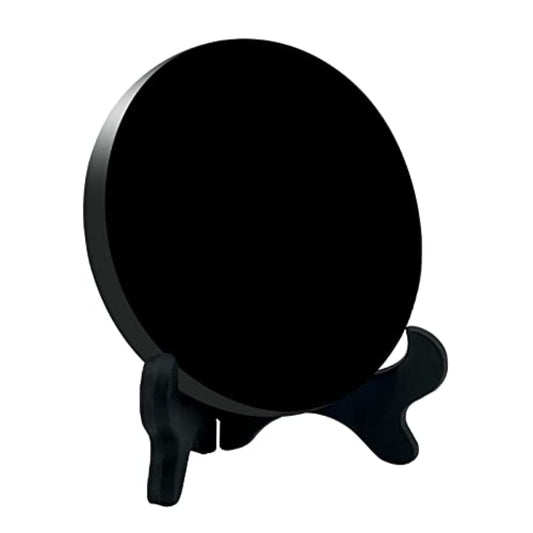 UGZDEA Black Obsidian Mirror, Black Obsidian Scrying Mirror For Home Decor - Yoga Meditation Energy Mirror With Stand (8cm)