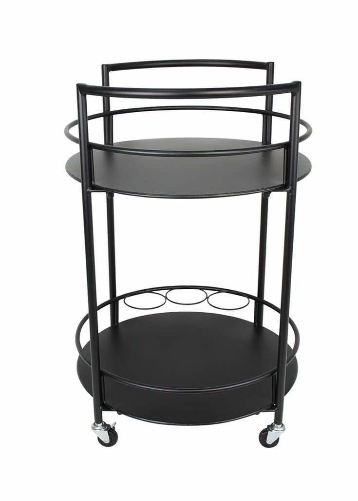 Decor passion serving trolley made of metal, black, Ø 46 x 69 cm, beverage cart, bar cart.