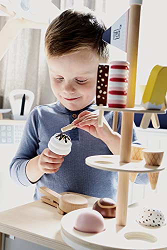 Small foot wooden ice cream stand "fresh", accessory for children's kitchen and play store, suitable for ages 3 and up, 12232.