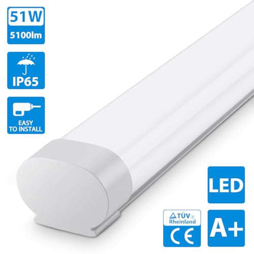 3 pieces 45W LED moisture-proof luminaire with motion sensor, 4950LM 150CM LED tube, IP65 waterproof cellar luminaire, ceiling lamp with motion sensor for office hallway stairs garage storage room, 4000K