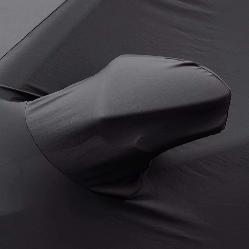 Asasytal indoor car cover, full protection for sports cars, elastic fabric, dustproof and breathable for underground garage, car exhibition/show, 4.5~4.85 meters, black with pattern.