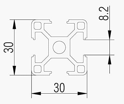 Assembly profile Alu profile Slot 8 30x30 Cut to size 700 mm